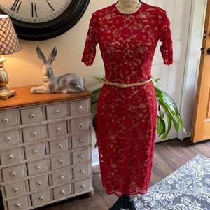 Maggie London formal lace dress.